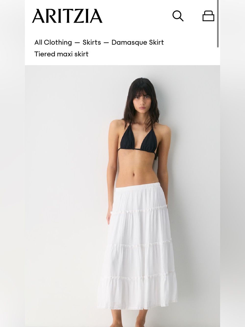 Aritzia White Tiered Maxi Skirt